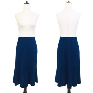 ST JOHN Collection Knit‎ Navy Blue Trumpet Flare Hem Skirt Knee Length Size 8